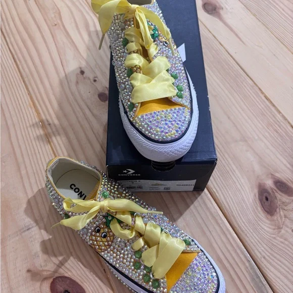 Converse Yellow and Green Crystal Pineapple Sneakers - Picture 4 of 6